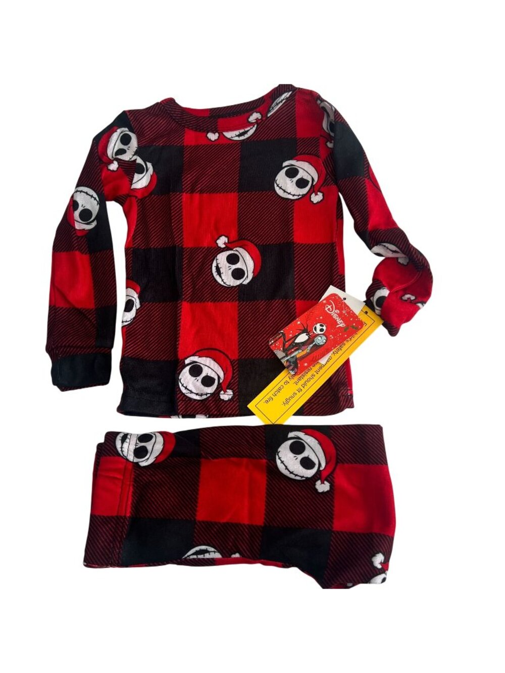 Nightmare Before Christmas PJ Set Red Plaid Santa Jack Skellington Sz 4